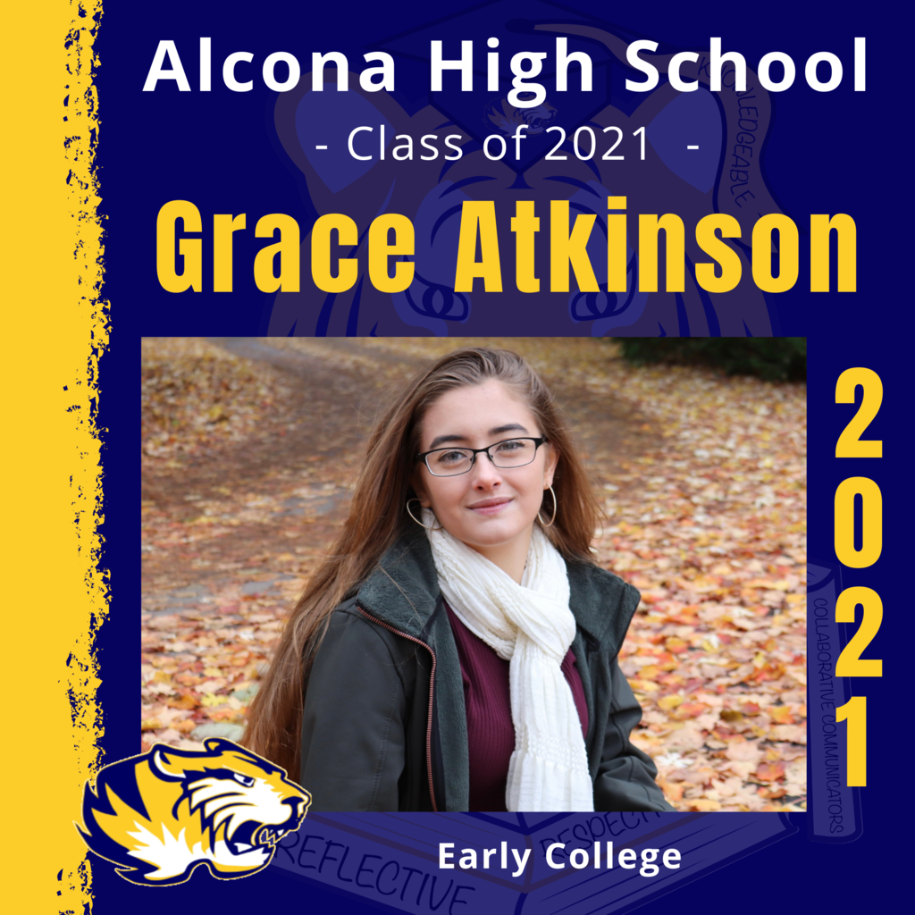 Today’s senior spotlight is Grace Atkinson! Congratulations, Grace! We look forward to seeing what your future holds as an Alcona Alumni. #ACSClassof2021 #SeniorSpotlight #TigerPride #DecisionDay