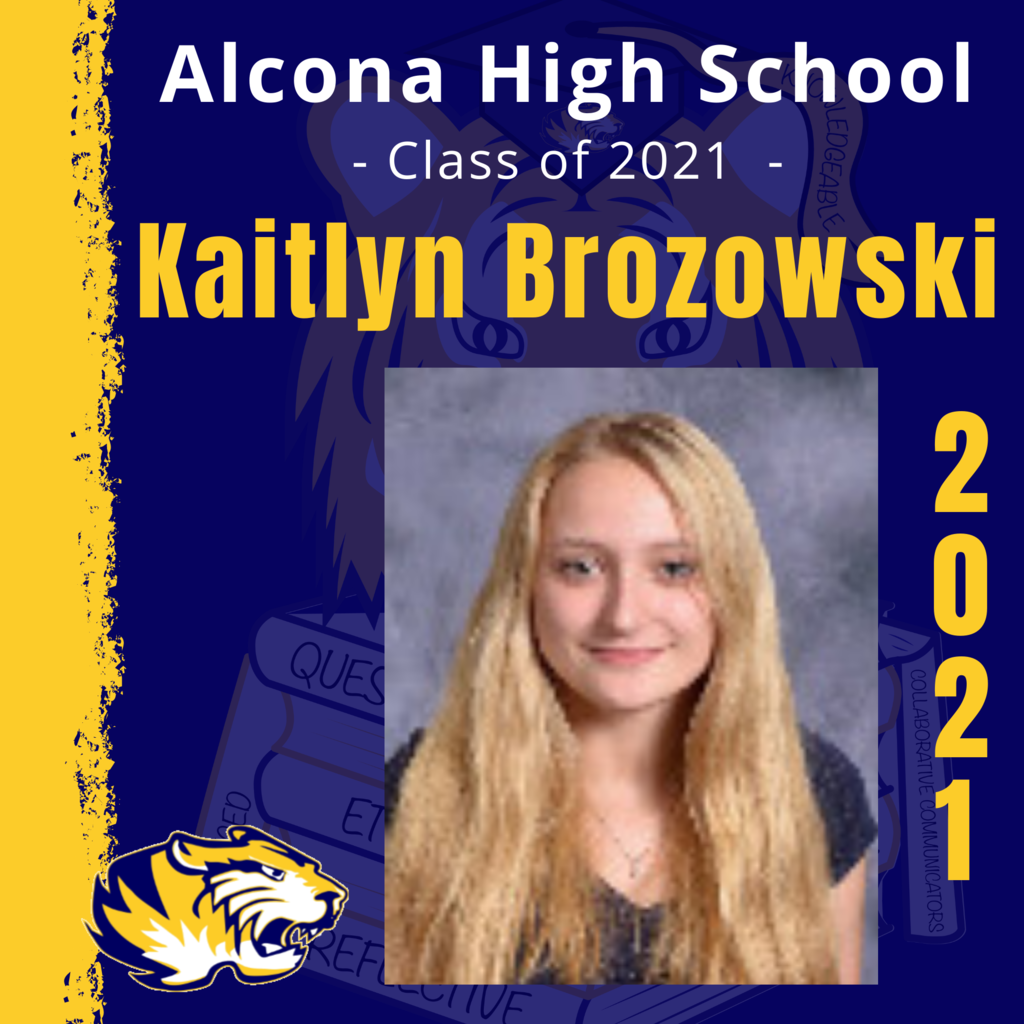 Today’s senior spotlight is Kaitlyn Brozowski! Congratulations, Kaitlyn! We look forward to seeing what your future holds as an Alcona Alumni. #ACSClassof2021 #SeniorSpotlight #TigerPride #DecisionDay