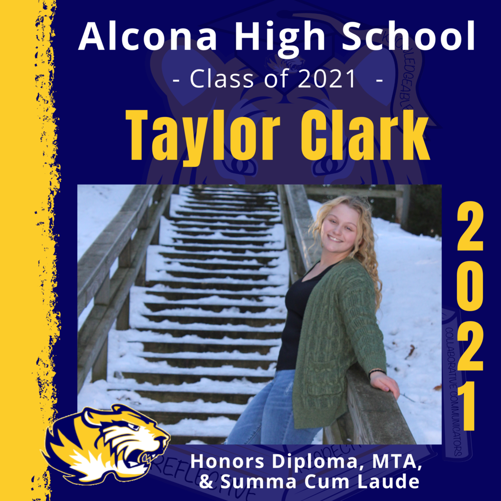 Today’s senior spotlight is Taylor Clark! Congratulations, Taylor! We look forward to seeing what your future holds as an Alcona Alumni. #ACSClassof2021 #SeniorSpotlight #TigerPride #DecisionDay