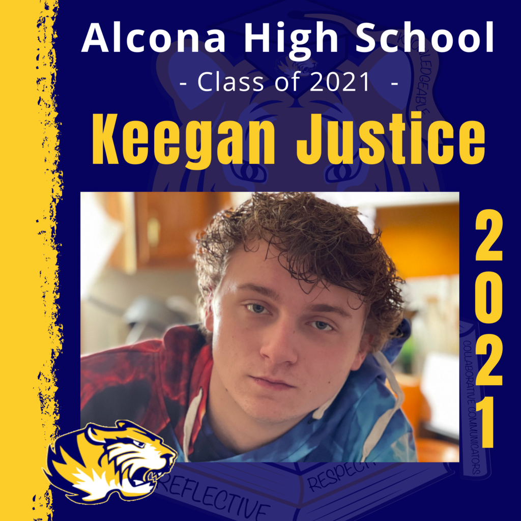 Today’s senior spotlight is Keegan Justice! Congratulations, Keegan! We look forward to seeing what your future holds as an Alcona Alumni. #ACSClassof2021 #SeniorSpotlight #TigerPride #DecisionDay