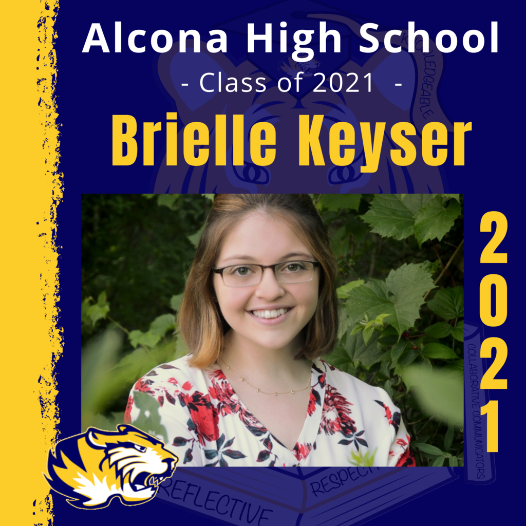 Today’s senior spotlight is Brielle Keyser! Congratulations, Brielle! We look forward to seeing what your future holds as an Alcona Alumni. #ACSClassof2021 #SeniorSpotlight #TigerPride #DecisionDay