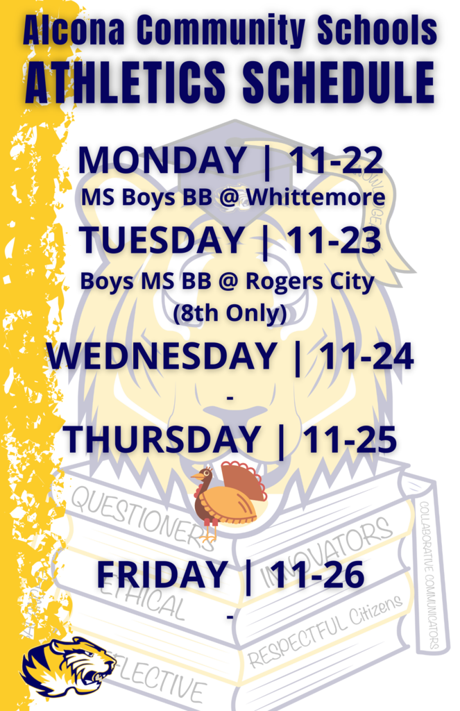 Athletic Schedule Week of 11/22