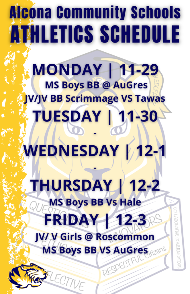 Athletic Schedule Week of 11/29