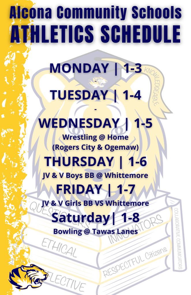 Athletic Schedule Week of 1/3