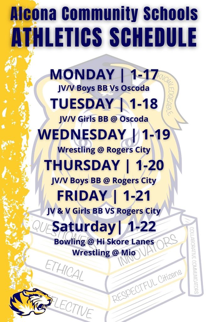 Athletic Schedule Week of 1/17