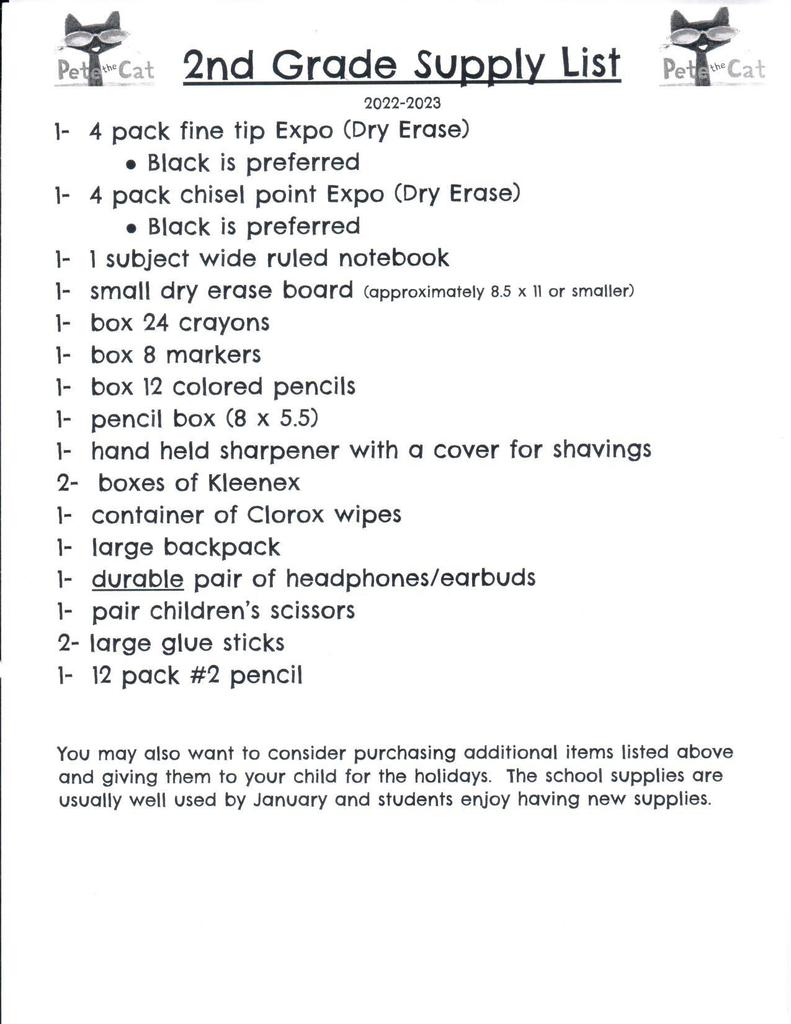Supply Lists