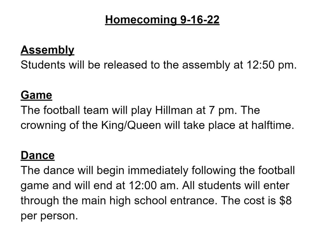 Homecoming Details