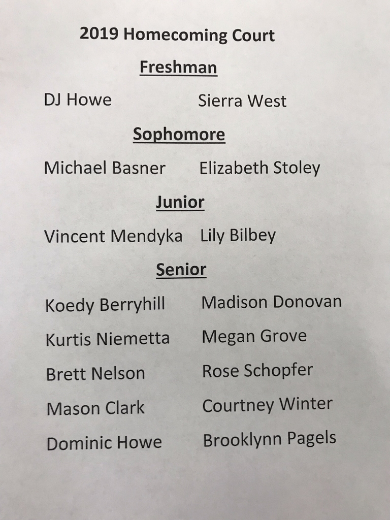Fall 2019 Homecoming Court