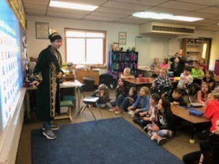 3rd graders had a special presentation today from foreign exchange students Slava, Nurzhamal and Muslim. Our international students educated 3rd graders on their culture, local traditions, language, music, and food. 