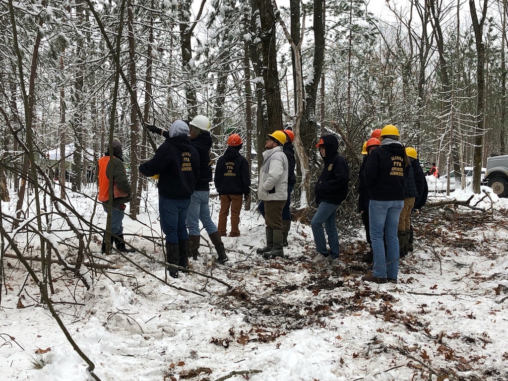 Did you know MI has 13.9 billion trees? Today 75 Alcona MS/HS students got to see a live logging operation up close at our forest in Caledonia. Students learned about silviculture, forest succession, career opportunities, machinery, safety, and the process from mill to product. 